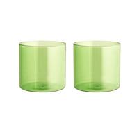 H&H-Daylight, Set 2 Bicchieri, in Vetro Borosilicato, bicchieri colorati, Verde, 33cl