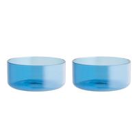 H&H Daylight Set 2 Bowl in Vetro Borosilicato Azzurro - Bowl Eleganti da 11,5xH5cm, Design Moderno e Resistente per Cucina e Servizio
