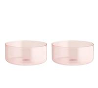 H&H Daylight Set 2 Bowl in Vetro Borosilicato Rosa, 11,5xH5cm - Bowl Eleganti e Resistente per Cucina, Dessert e Servizio