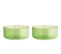 H&H Daylight Set 2 Bowl in Vetro Borosilicato Verde, 11,5xH5cm - Bowl Eleganti e Resistente per Cucina, Insalate, Dessert e Servizio