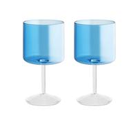 H&H-Daylight, Set 2 Calici, in Vetro Borosilicato, calici colorati, Azzurro, 23cl