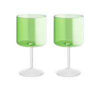 H&H-Daylight, Set 2 Calici, in Vetro Borosilicato, calici colorati, Verde, 23cl