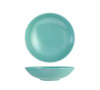 H&H Denver Set 6 Piatti Fondi, Stoneware, Azzurro, 20cm