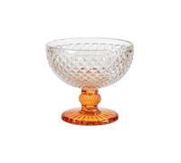 H&H Diamantato Set 6 Coppe, Vetro, Base Arancio, 11cm