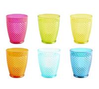 H&H-Diamond, Set 12 Bicchieri, 35 cl, in polistrene, colorati, riutilizzabili, ideali per esterni
