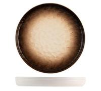 H&H-Eclipse, Set 3 piatti, in porcellana di alta qualità, ø 25 cm, marrone, piatti da presentazione, piatti per finger food, piatti professionali per ho.re.ca