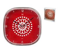 H&H Ellen Orologio Parete Quadro, Rosso, 30 x 30 x 5 cm