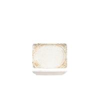 H&H Eris Piatto Rettangolare in Porcellana, 13x18cm, Design Moderno, Elegante, per servire le pietanze, Beige