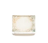 H&H Eris Piatto Rettangolare in Porcellana, 17x23cmcm, Design Moderno, Elegante, per servire le pietanze, Beige