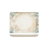 H&H Eris Piatto Rettangolare in Porcellana, 22x30cm, Design Moderno, Elegante, per servire le pietanze, Beige