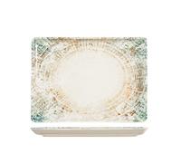 H&H Eris Piatto Rettangolare in Porcellana, 26x35cm, Design Moderno, Elegante, per servire le pietanze, Beige