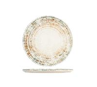 H&H Eris Set 6 Piatti Piani con Bordo in Porcellana, 28cm, Design Moderno, Elegante, per servire le pietanze, Beige