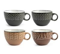 H&H Ethnic Set 6 Tazze Jumbo, Stoneware, Assortite, cc460