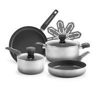 H&H Evolve Batteria, Set di Pentole, 8 Pezzi, Rivestimento Antiaderente Ceramico, Alluminio Riciclato