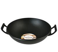 H&H Ex Chef Wok Antiaderente con 2 Manici, Alluminio, Nero