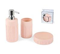 H&H Fiesole, Set 3 pezzi Bagno Ceramica, Rosa