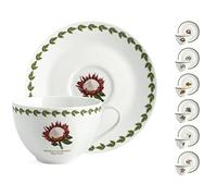 H&h set 6 tazze jumbo flowers in porcellana con piatto cc370