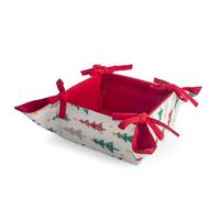 H&H-Forest, cestino pane con 3 strofinacci, decoro alberi, rosso, in cotone riciclato, idea regalo