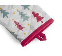 H&H-Forest, guanto forno, decoro alberi, multicolore, natalizio, in cotone riciclato, idea regalo natale, 17x27 cm