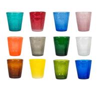 H&H Giada Set 12 Bicchieri Acqua, Vetro, Multicolore, 280 ml