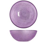 H&H Glossy Set 6 Coppe, in Vetro Colorato, 15cm, Decorazione in Rilievo esternamente, Eleganti e Moderne, Colori Assortiti