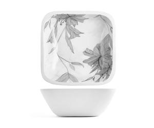 H&H Harmony Coppa in Legno di Mango, Quadrata, Decorato, 23xH7,5cm