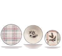H&H Holiday Dream Servizio Piatti 18 Pezzi Stoneware Natale, Forma Coupe