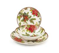 H&H Servizio Piatti, 18 Pezzi Holly Jolly, in Stoare, Decorato, Multicolore - 1548400