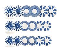 H&H Ithaki Servizio Tavola, 18 Piatti, in Stoneware, Decorato, Blu e Bianco