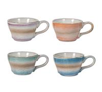 H&H Java Set 4 Tazzine Caffè, Stoneware, Colori Assortiti, 90 ml
