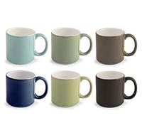 H&H Jungle Set 12 Mug, Materiale Stoneware, Lavabili in Lavastoviglie, Elegante e Moderno, Decoro Foglie, 13x8xH9cm