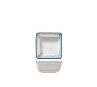 H&H Jupiter Set 6 Coppette Quadre in Porcellana, 13cm, Design Moderno, Elegante, Sfumature Blu