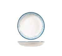H&H Jupiter Set 6 Piatti Fondi in Porcellana, 21cm, Design Moderno, Elegante, Sfumature Blu