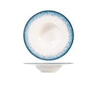 H&H Jupiter Set 6 Piatti Pasta in Porcellana, 25cm, Design Moderno, Elegante, Sfumature Blu