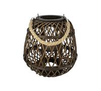 H&H Lanterna in bambù intrecciato con manico in corda colore marrone cm 28x29h