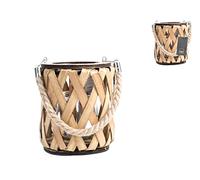 H&H Lanterna in Legno e Vetro, cm14x15,5