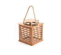H&h Lanterna In Legno, Manico Corda 30x30xh35cm