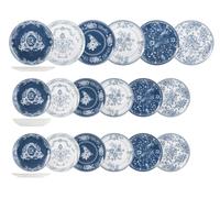 H&H Lifestyle Servizio Piatti 18 Pezzi Chelsea Porcellana Blu e Bianco