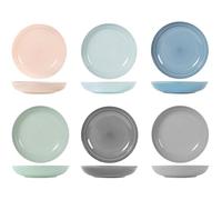H&H Set 6 Piatti Fondi Loft, Porcellana, Multicolore, 23cm - multicolore porcellana 7839002