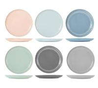 H&H Loft Set 6 Piatti Piani in Porcellana, Colori Assortiti Caldi e Freddi, 27cm, Pratici e Comodi, Eleganti