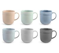 H&H Loft Set 6 Tazze Mug in Porcellana, Colori Assortiti Caldi e Freddi, 400cc, Pratici e Comodi, Eleganti