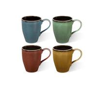 H&H Marrakesh Set 4 Mug in Stoneware, 300cc, finitura rustica ed artigianale