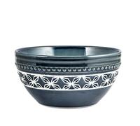 H&H Minorca Set Piatti Fondi a Ciotola, Stoneware, Turchese/Blu, 4 unità