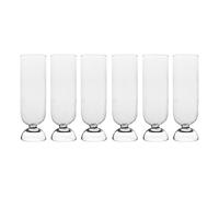 H&H-Modern, Set 6 Flute, 200 cc, in vetro borosilicato, trasparenti, bicchieri raffinati e contemporanei