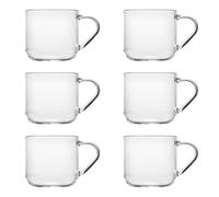 H&H-Modern, Set 6 Mug, 220 cc, in vetro borosilicato, trasparenti, raffinate e contemporanee