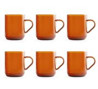 H&H-Modern, Set 6 Mug, 300 cc, in vetro borosilicato, colore Ambra,raffinate e contemporanee