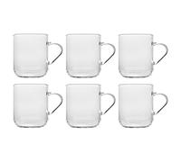 H&H-Modern, Set 6 Mug, 300 cc, in vetro borosilicato, trasparenti, raffinate e contemporanee