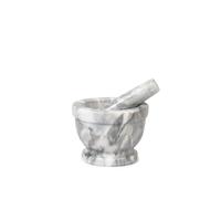HOME 9767714 Mortaio in Marmo con Pestello, Bianco, 14cm