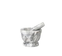 HOME 9767714 Mortaio in Marmo con Pestello, Bianco, 14cm