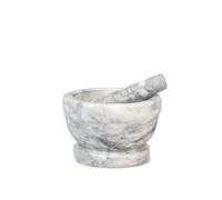 H&H- Mortaio in Marmo Naturale Chiaro con Pestello, Ø18 cm, Robusto ed Elegante,
